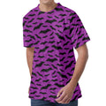 Purple And Black Halloween Bat Print Men's Velvet T-Shirt