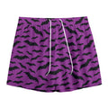 Purple And Black Halloween Bat Print Mesh Shorts