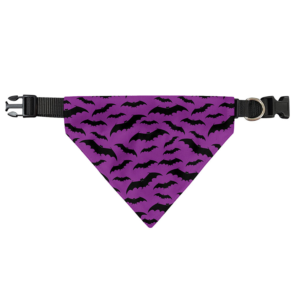 Purple And Black Halloween Bat Print Over The Collar Dog Bandana