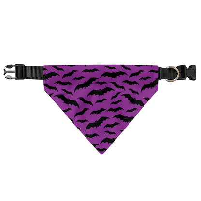 Purple And Black Halloween Bat Print Over The Collar Dog Bandana