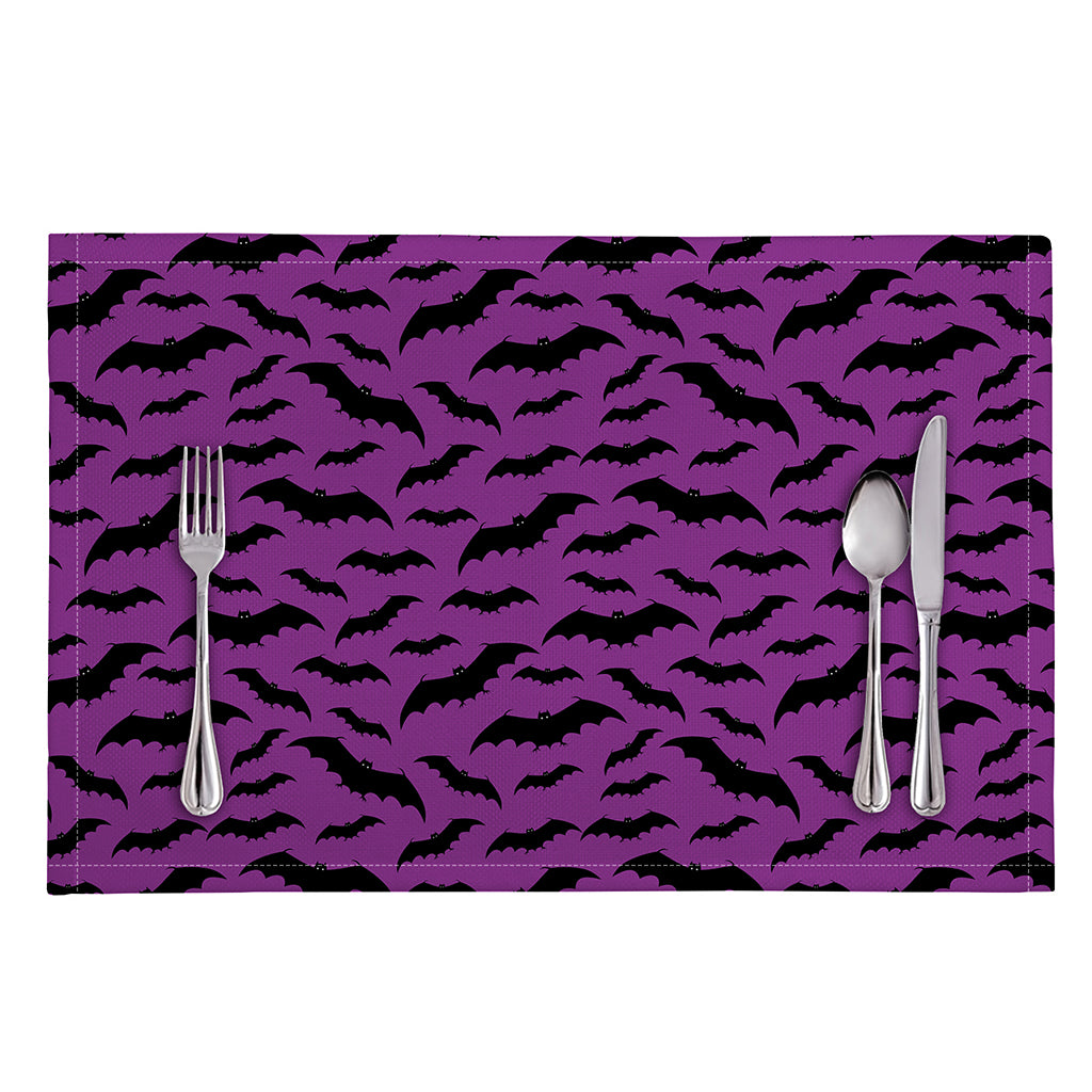 Purple And Black Halloween Bat Print Placemat