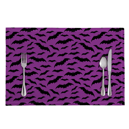 Purple And Black Halloween Bat Print Placemat