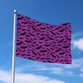 Purple And Black Halloween Bat Print Polyester Flag