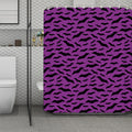 Purple And Black Halloween Bat Print Polyester Shower Curtain