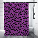 Purple And Black Halloween Bat Print Premium Shower Curtain