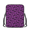 Purple And Black Halloween Bat Print Rectangular Crossbody Bag