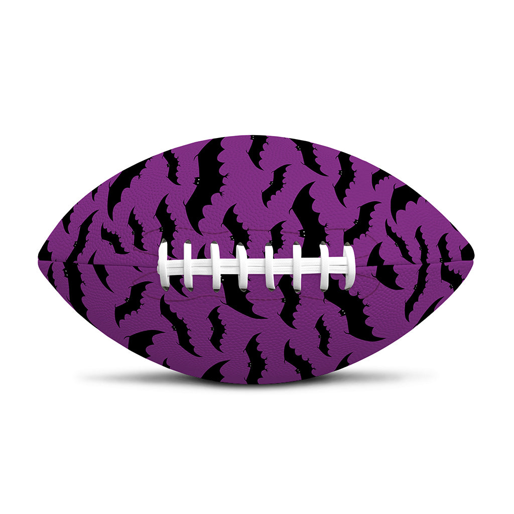Purple And Black Halloween Bat Print Rugby Ball