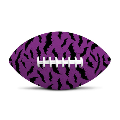 Purple And Black Halloween Bat Print Rugby Ball