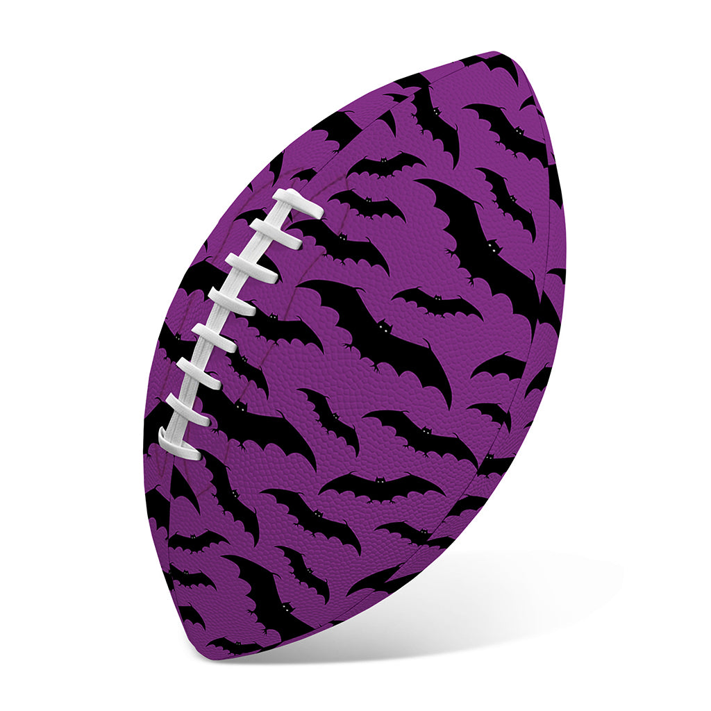 Purple And Black Halloween Bat Print Rugby Ball