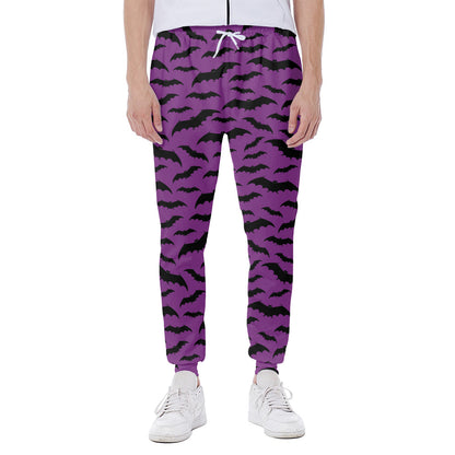 Purple And Black Halloween Bat Print Scuba Joggers