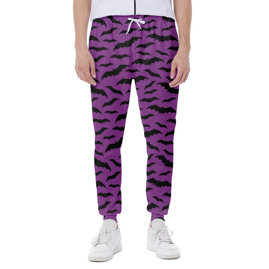Purple And Black Halloween Bat Print Scuba Joggers