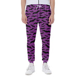 Purple And Black Halloween Bat Print Scuba Joggers