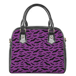 Purple And Black Halloween Bat Print Shoulder Handbag