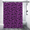 Purple And Black Halloween Bat Print Shower Curtain