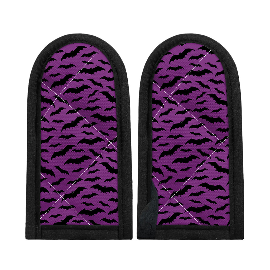 Purple And Black Halloween Bat Print Skillet Handle Cover