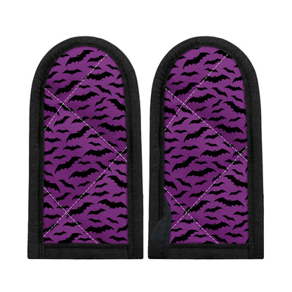 Purple And Black Halloween Bat Print Skillet Handle Cover