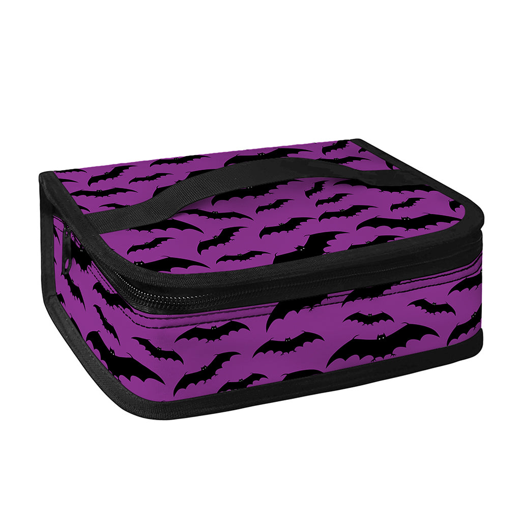 Purple And Black Halloween Bat Print Small Lunch Bag