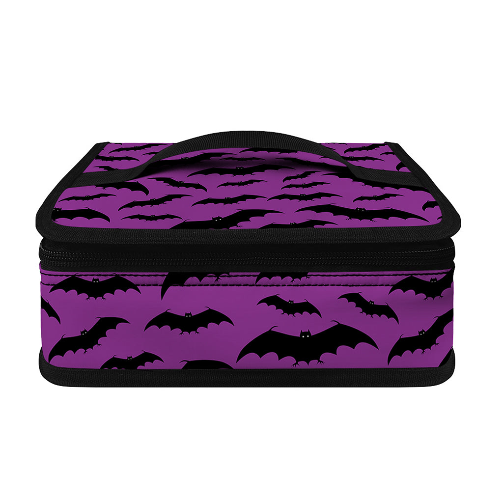 Purple And Black Halloween Bat Print Small Lunch Bag