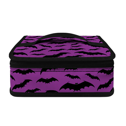 Purple And Black Halloween Bat Print Small Lunch Bag