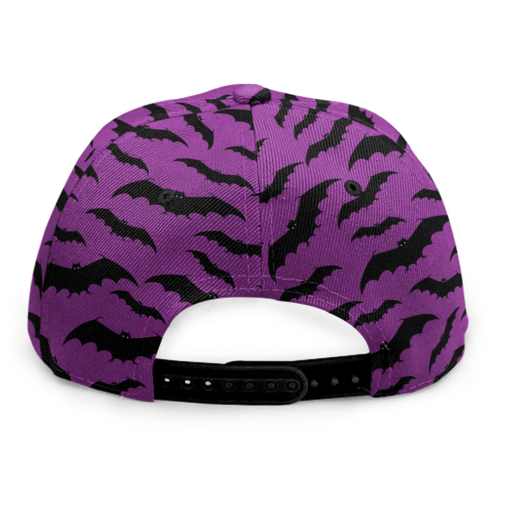Purple And Black Halloween Bat Print Snapback Cap