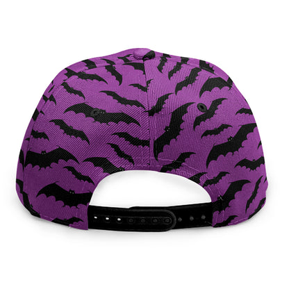 Purple And Black Halloween Bat Print Snapback Cap