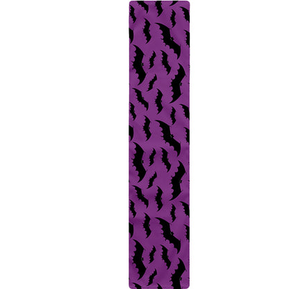Purple And Black Halloween Bat Print Table Runner