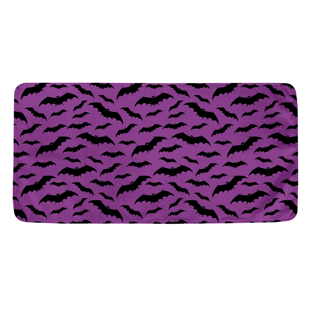 Purple And Black Halloween Bat Print Towel