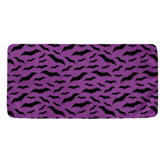 Purple And Black Halloween Bat Print Towel
