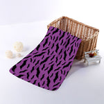 Purple And Black Halloween Bat Print Towel