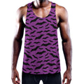 Purple And Black Halloween Bat Print Men's Workout Tank Top