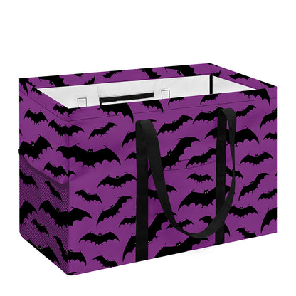 Purple And Black Halloween Bat Print Utility Tote Bag
