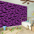 Purple And Black Halloween Bat Print Wall Sticker