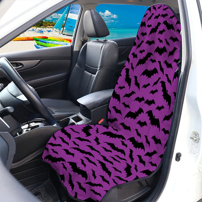 Purple And Black Halloween Bat Print Waterproof Car Seat Cover