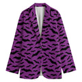 Purple And Black Halloween Bat Print Women's Cotton Blazer