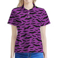 Purple And Black Halloween Bat Print Women's Polo Shirt