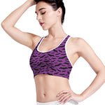 Purple And Black Halloween Bat Print Women's Sports Bra