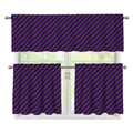 Purple And Black Halloween Pattern Print 3 Piece Kitchen Curtains