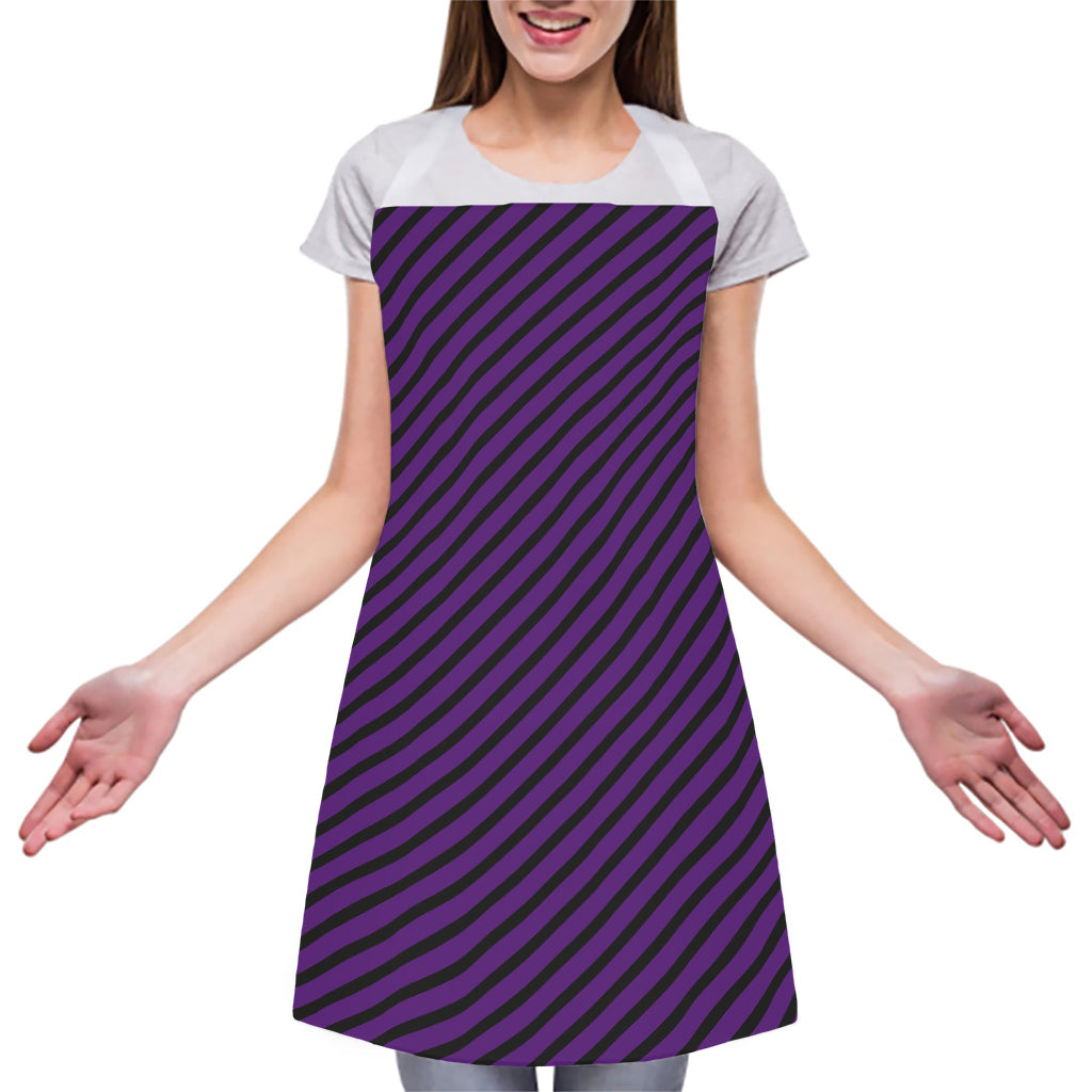 Purple And Black Halloween Pattern Print Adjustable Apron