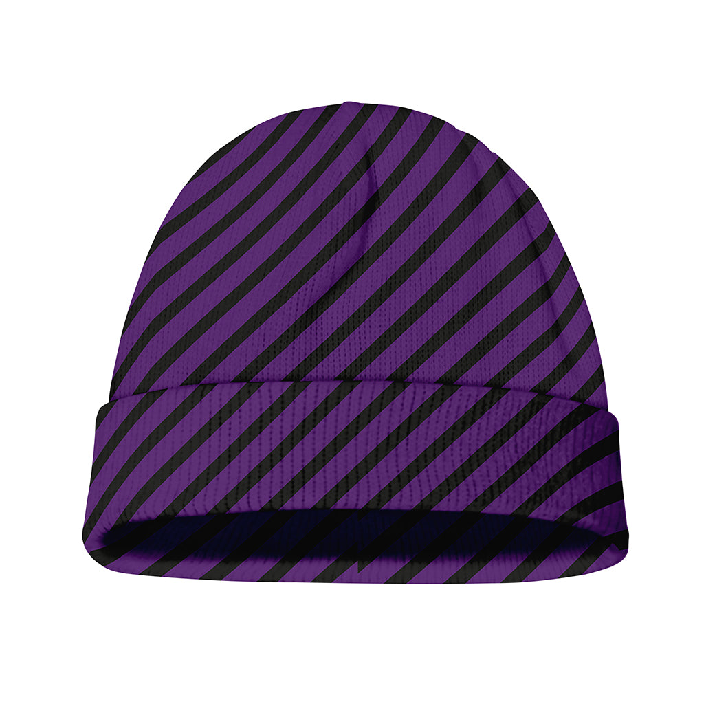 Purple And Black Halloween Pattern Print Beanie