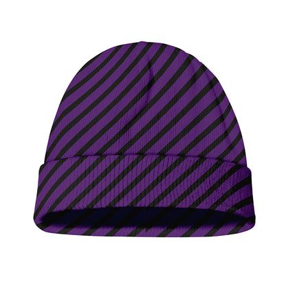 Purple And Black Halloween Pattern Print Beanie