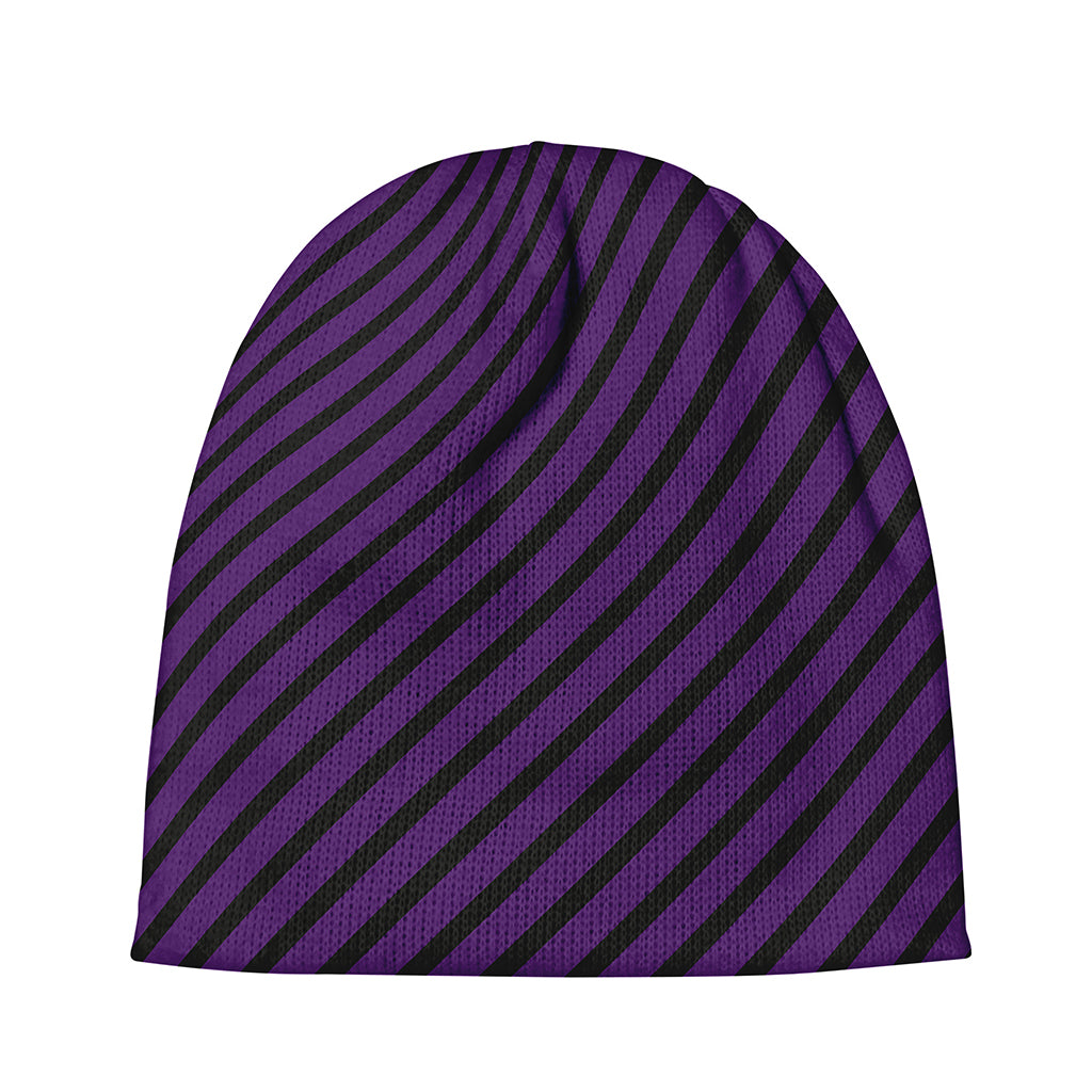 Purple And Black Halloween Pattern Print Beanie