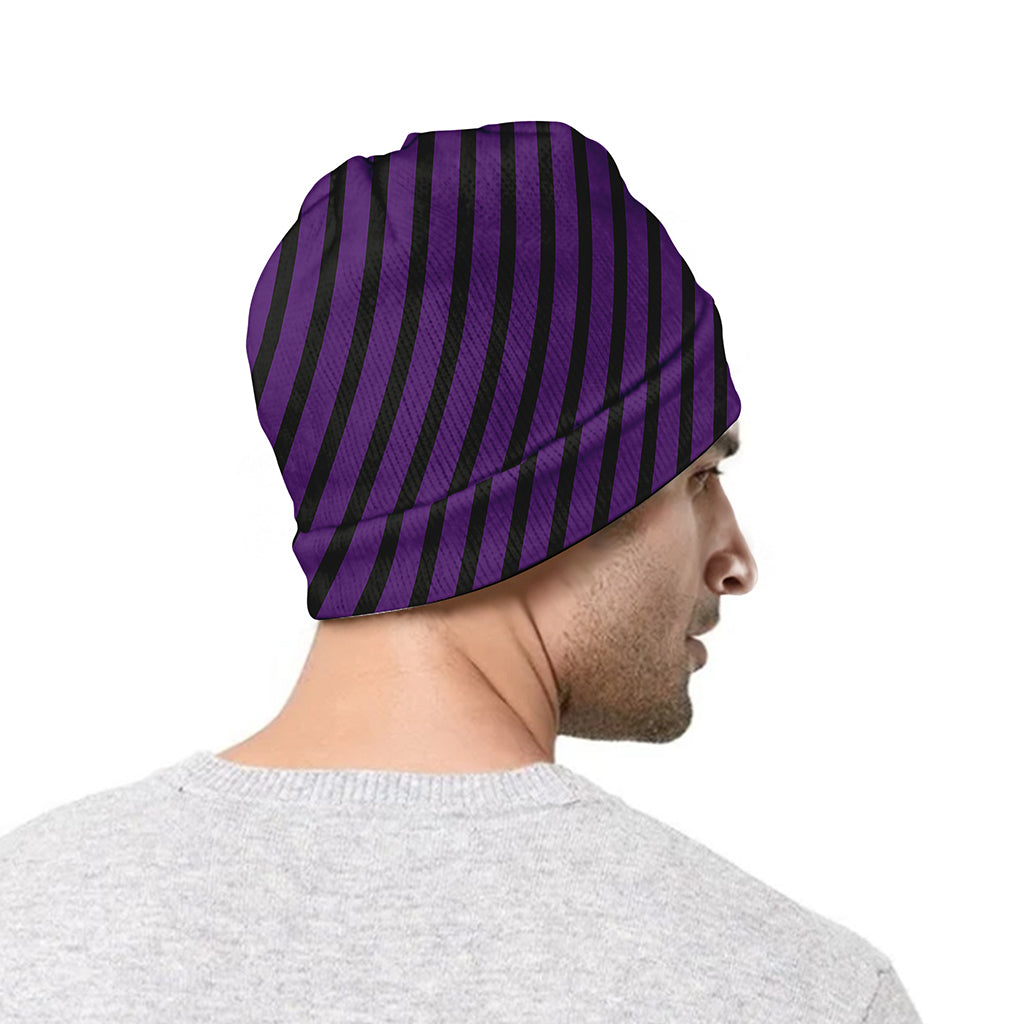 Purple And Black Halloween Pattern Print Beanie