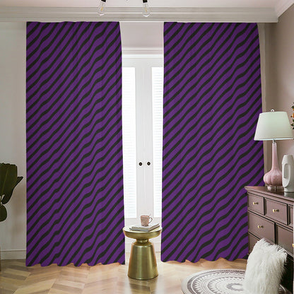 Purple And Black Halloween Pattern Print Blackout Pencil Pleat Curtains