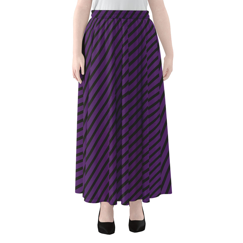 Purple And Black Halloween Pattern Print Chiffon Maxi Skirt
