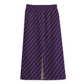 Purple And Black Halloween Pattern Print Cotton Front Slit Maxi Skirt
