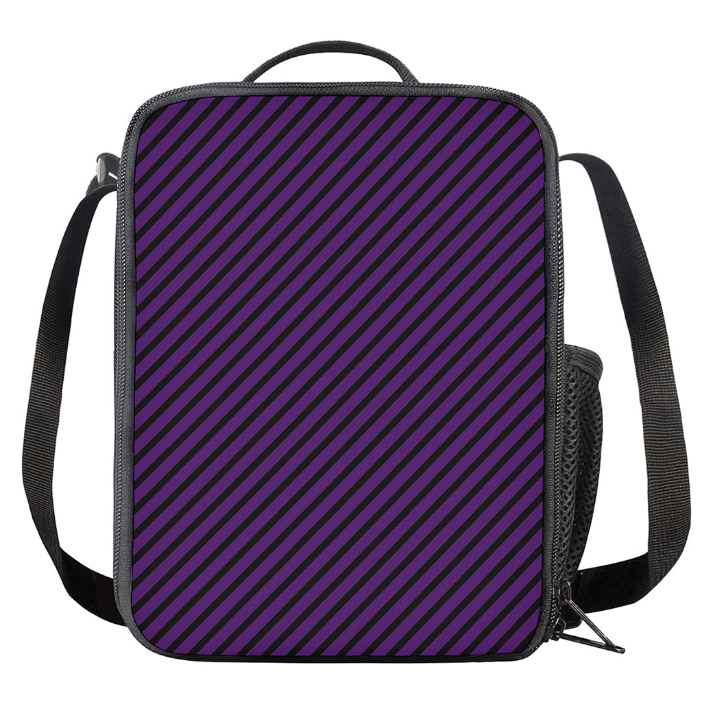 Purple And Black Halloween Pattern Print Crossbody Lunch Bag