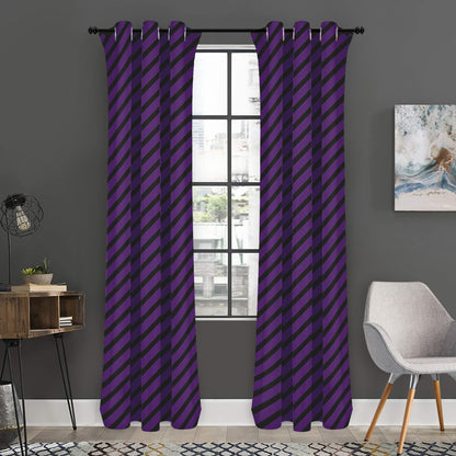 Purple And Black Halloween Pattern Print Curtain