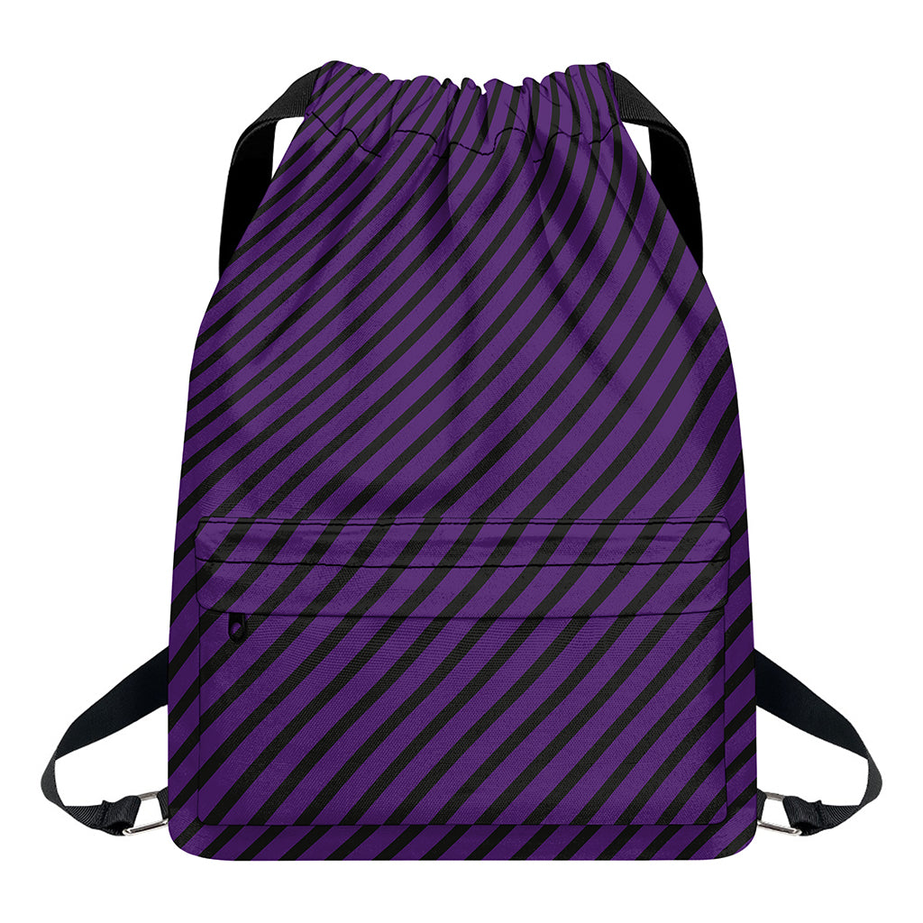 Purple And Black Halloween Pattern Print Drawstring Backpack