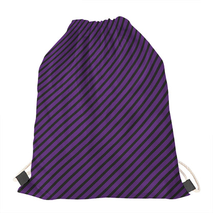 Purple And Black Halloween Pattern Print Drawstring Bag