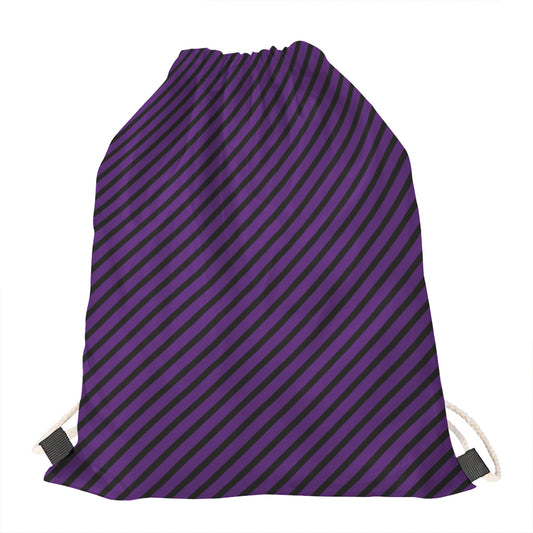 Purple And Black Halloween Pattern Print Drawstring Bag